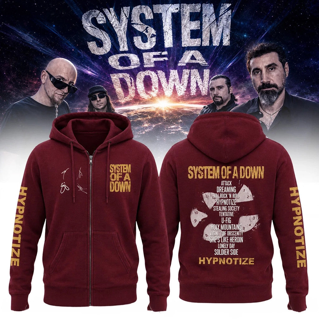 SOAD Merch 2026 System Of A Down Hypnotize Zip Hoodie Best Gifts For Heavy Metal Band Fans - Merchluma
