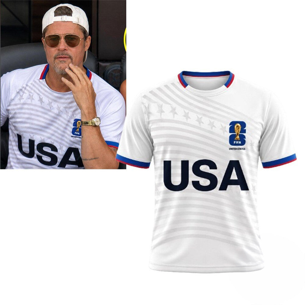 Brad Pitt Spain Vs Belgium 2026 World Cup USA Football Jersey Shirt USMNT Merch Him Gifts - Merchluma