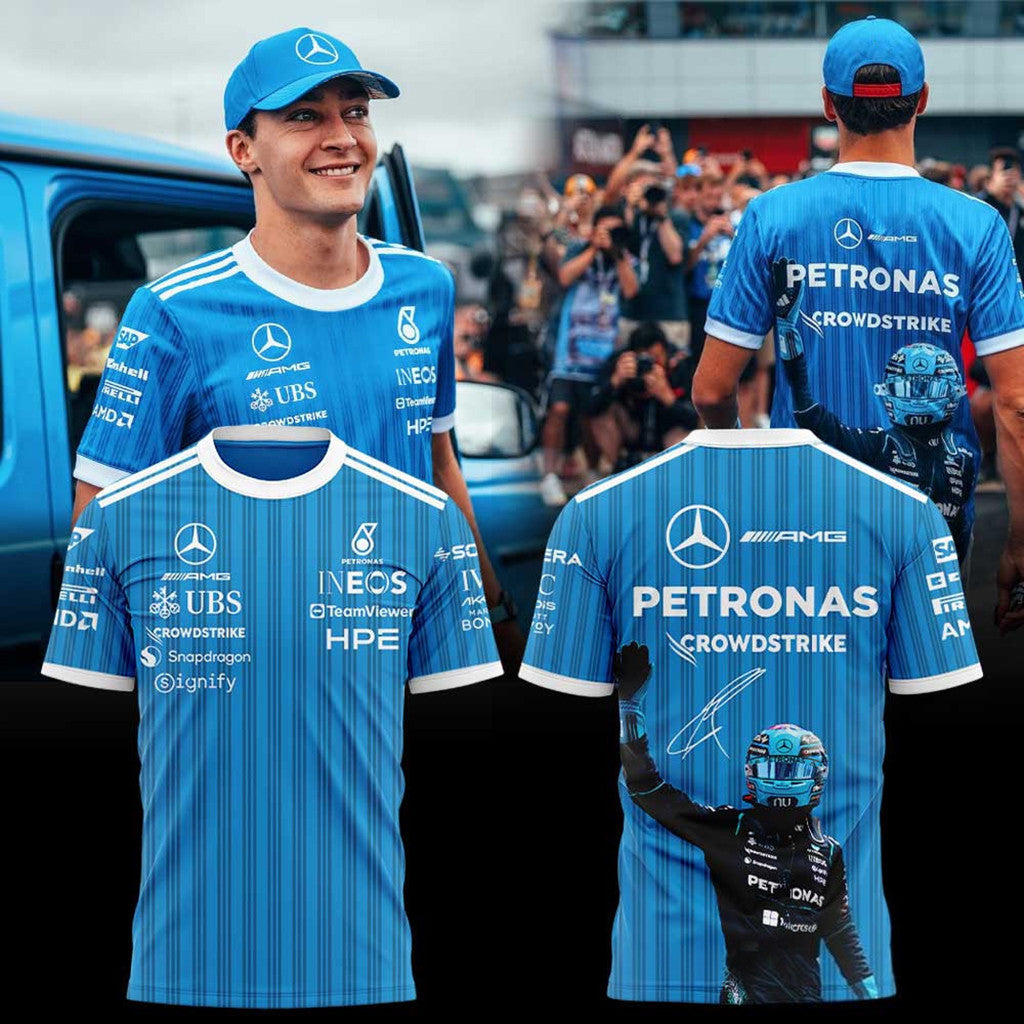 Mercedes AMG PETRONAS F1 Team George Russell Signature Jersey Shirt Gifts For Brothers - Merchluma