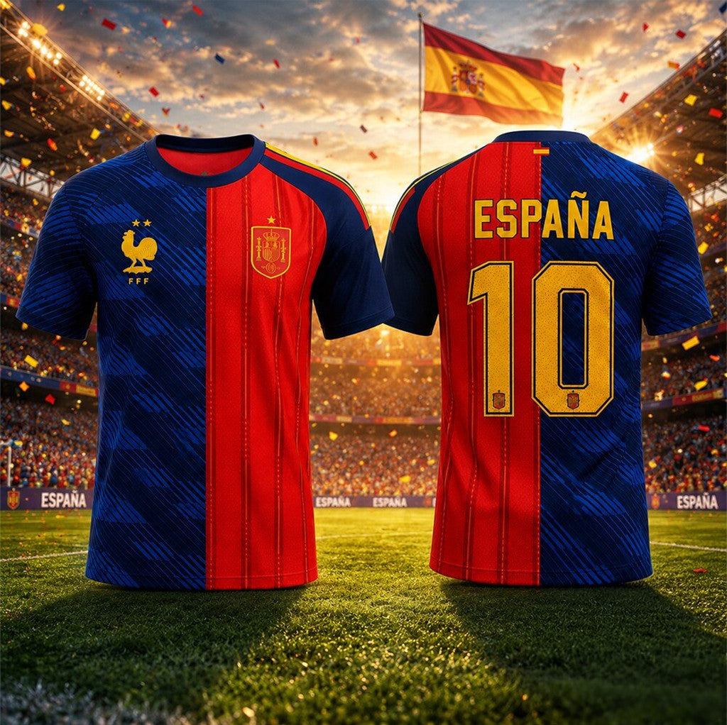 Spain Vs France 2026 World Cup Split Jersey Shirt FIFA Merch Gifts For Football Lovers - Merchluma