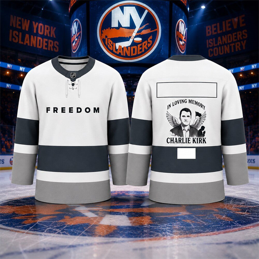 New York Islanders Charlie Kirk In Loving Memory Freedom Hockey Jersey NY Islanders Merch 2026 - Merchluma