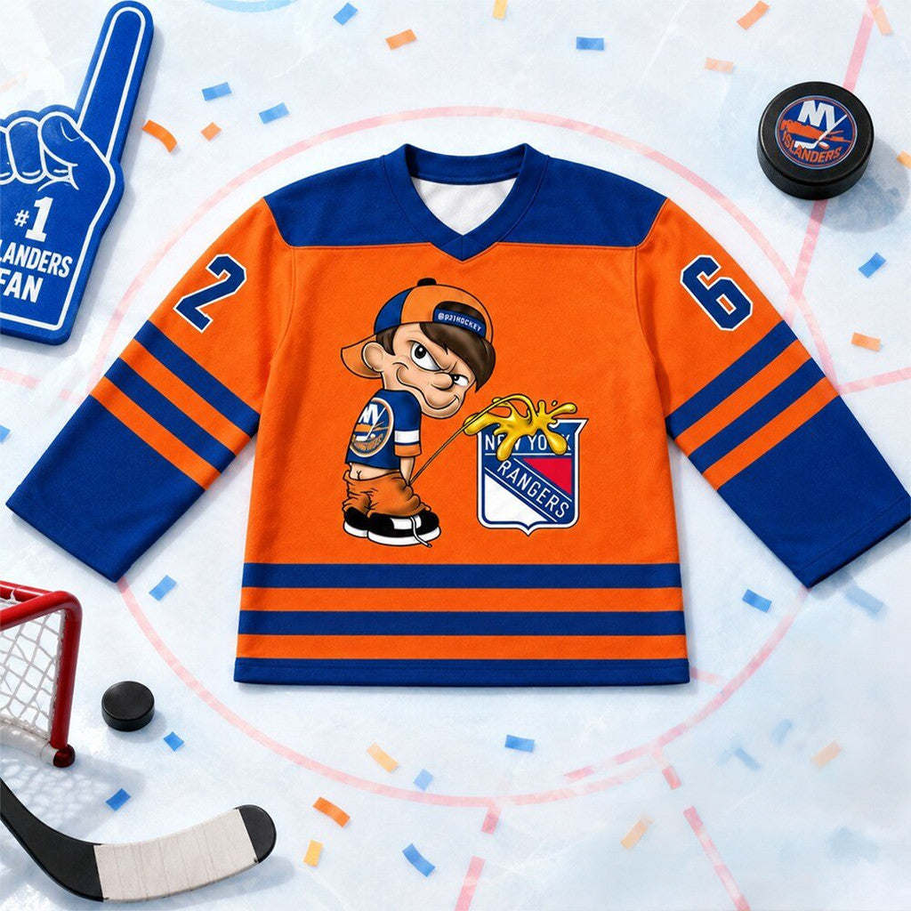 New York Islanders Peeing On Rangers Logo Hockey Jersey Shirt 2026 NY Islanders Merch Fan Gifts - Merchluma