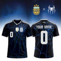 Personalized Argentina X Spider Man Away Soccer Jersey Argentina World Cup 2026 Merch Fan Gifts - Merchluma