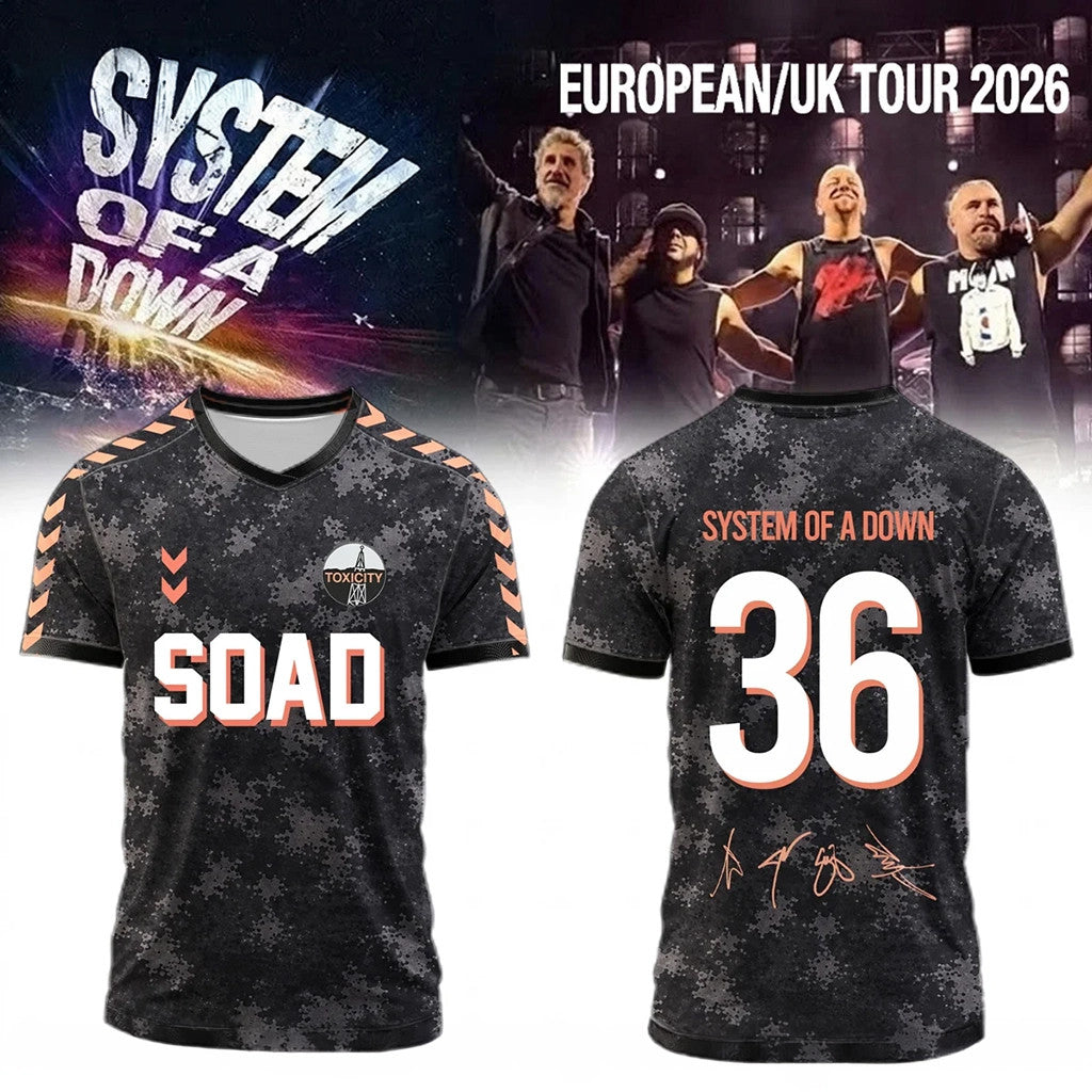 System Of A Down Merch 2026 SOAD Europe UK Stadium Tour 2026 Signature Jersey Music Lover Gifts - Merchluma