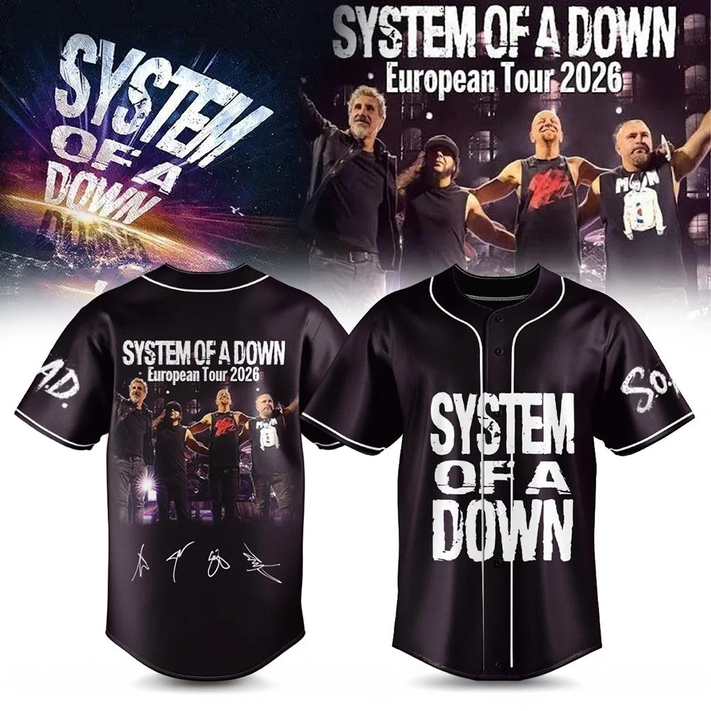 System Of A Down Merch 2026 SOAD Europe UK Stadium Tour Signed Baseball Jersey Fan Gifts - Merchluma