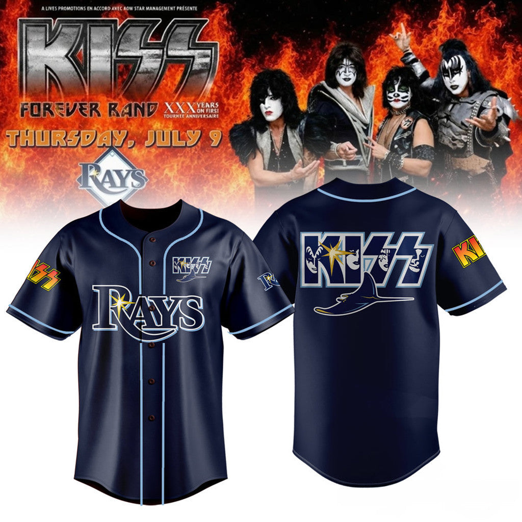 Tampa Bay Rays KISS Forever Band Tour 2026 Baseball Jersey KISS Merch Gifts For Music Lovers - Merchluma
