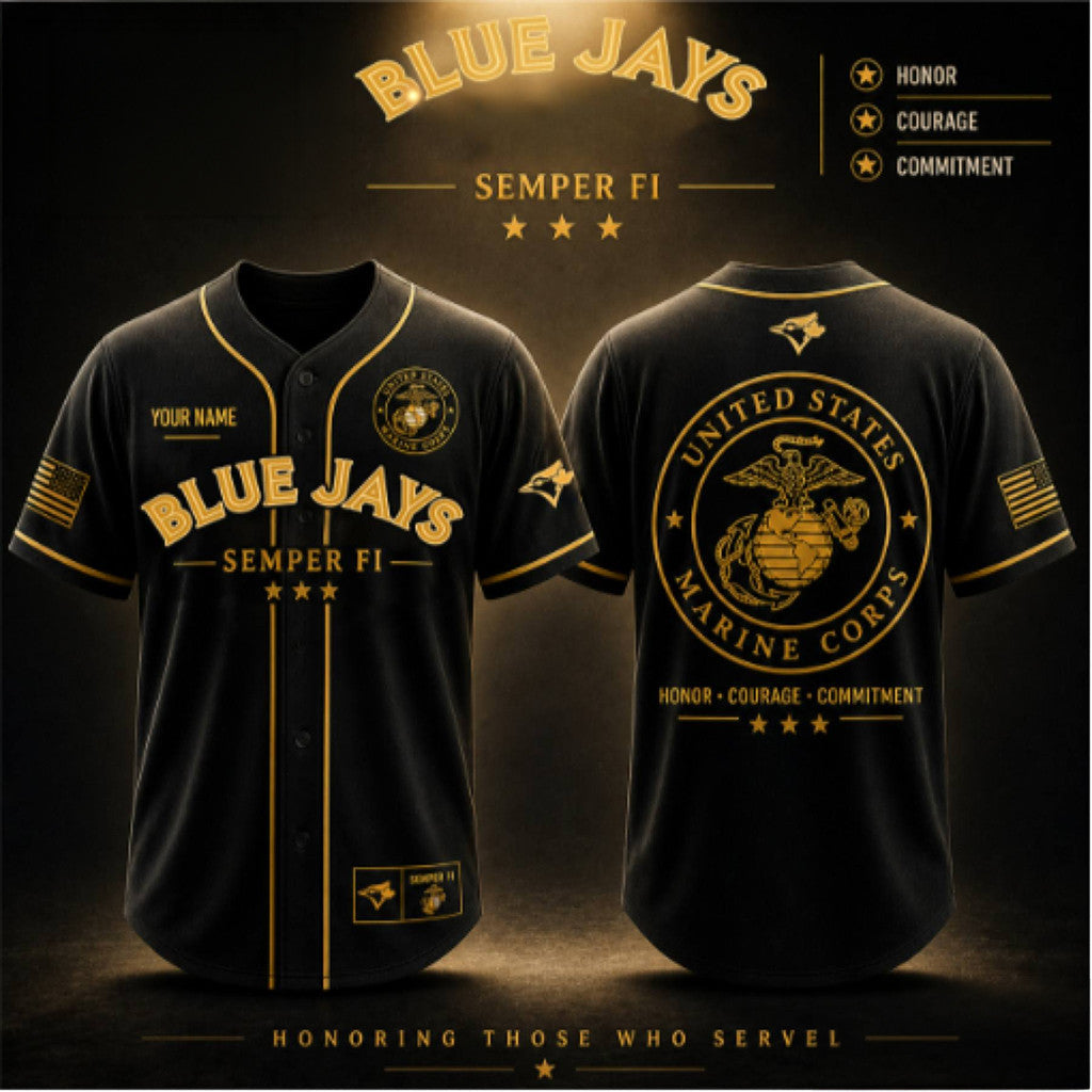 Toronto Blue Jays X USMC Honor Courage Commitment Baseball Jersey Jays Merch Military Gifts - Merchluma