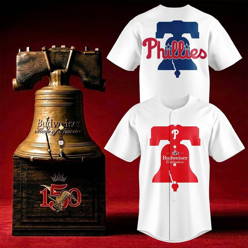 Philadelphia Phillies X Budweiser 150Th Anniversary 2026 Baseball Jersey Phillies Merch White - Merchluma