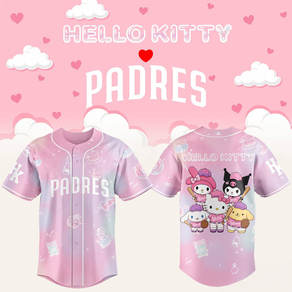 San Diego Padres X Hello Kitty Theme Nights 2026 Baseball Jersey SD Padres Merch Gift Ideas - Merchluma