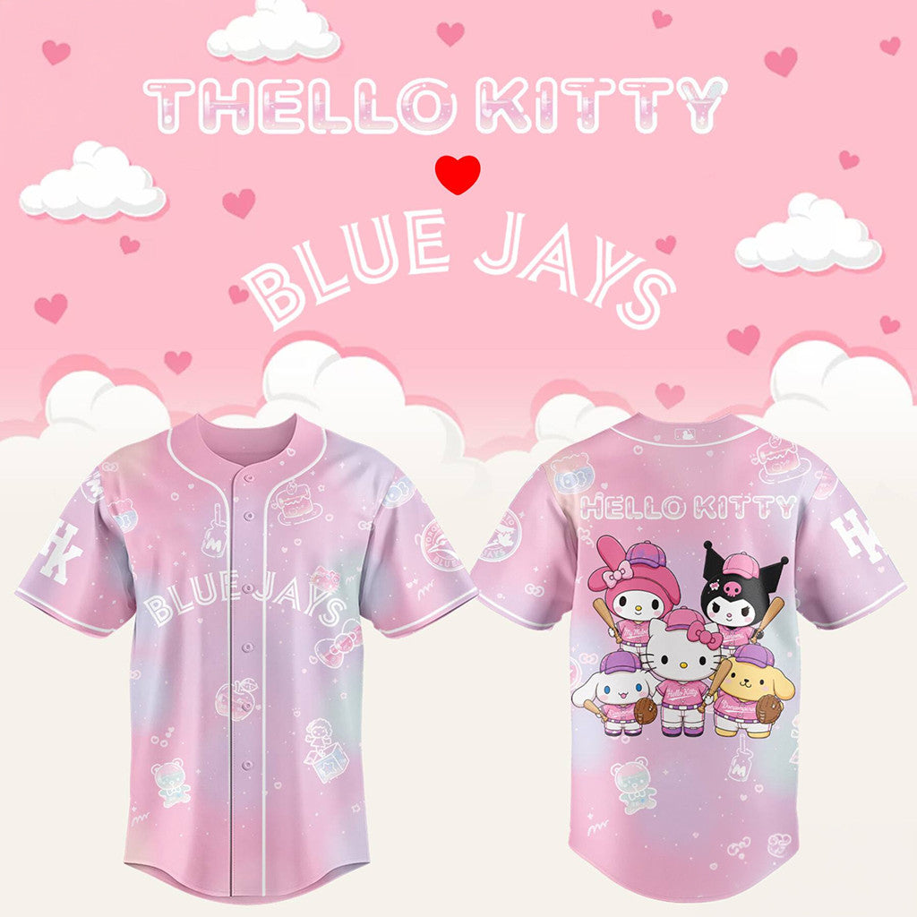 Toronto Blue Jays X Hello Kitty Theme Nights Baseball Jersey Blue Jays Merch Gifts For Fans - Merchluma