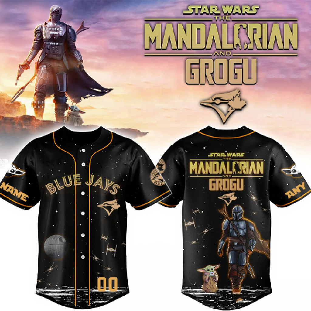 Personalized Toronto Blue Jays X Star Wars The Mandalorian Grogu Baseball Jersey Fan Merch - Merchluma