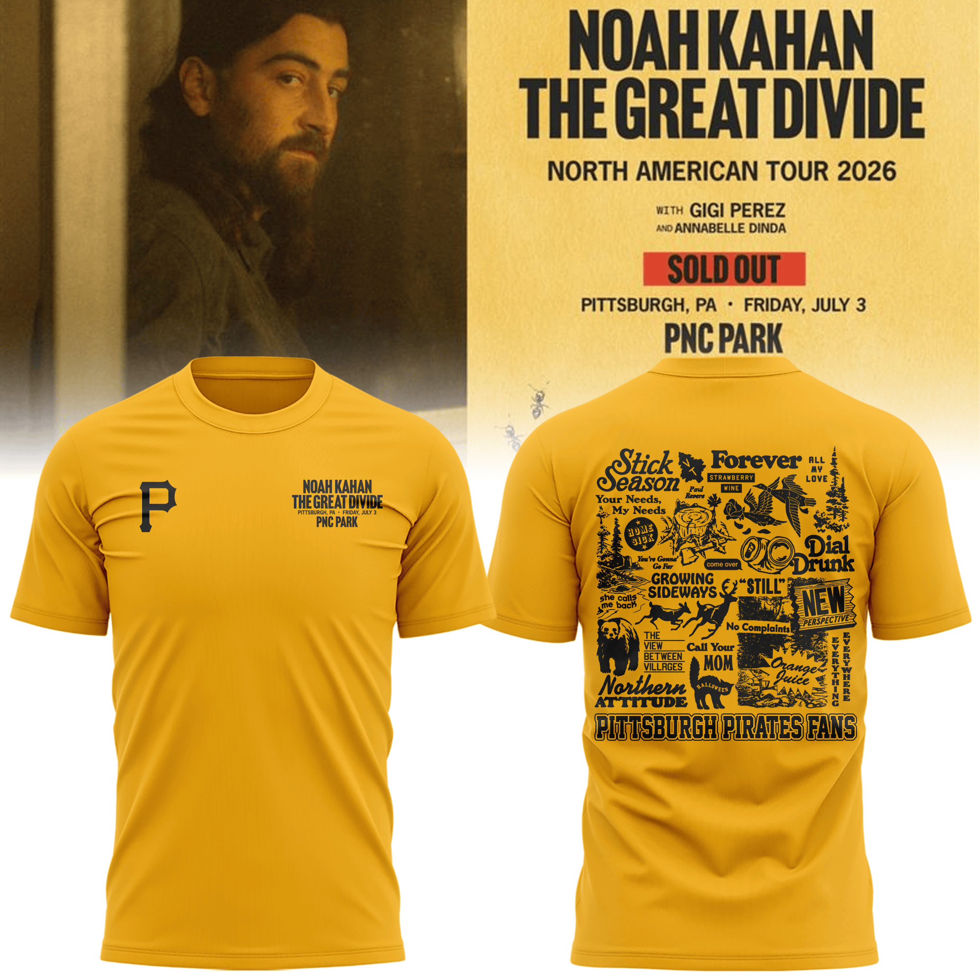 Pittsburgh Pirates X Noah Kahan 2026 T-Shirt Noah Kahan Merch Gift For Him - Merchluma