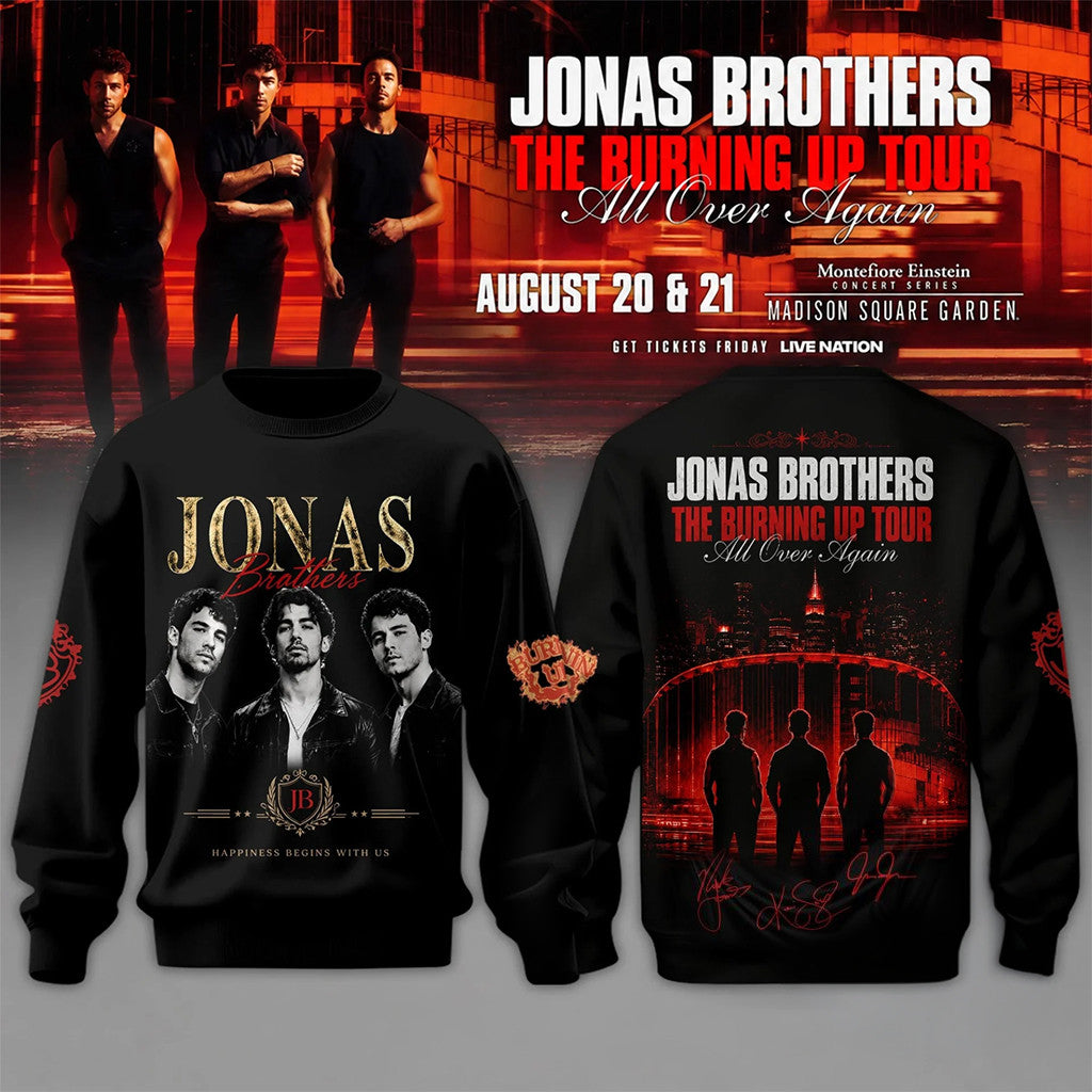 Jonas Brothers The Burning Up Tour All Over Again 2026 Sweatshirt Jonas Brothers Merch Tour - Merchluma