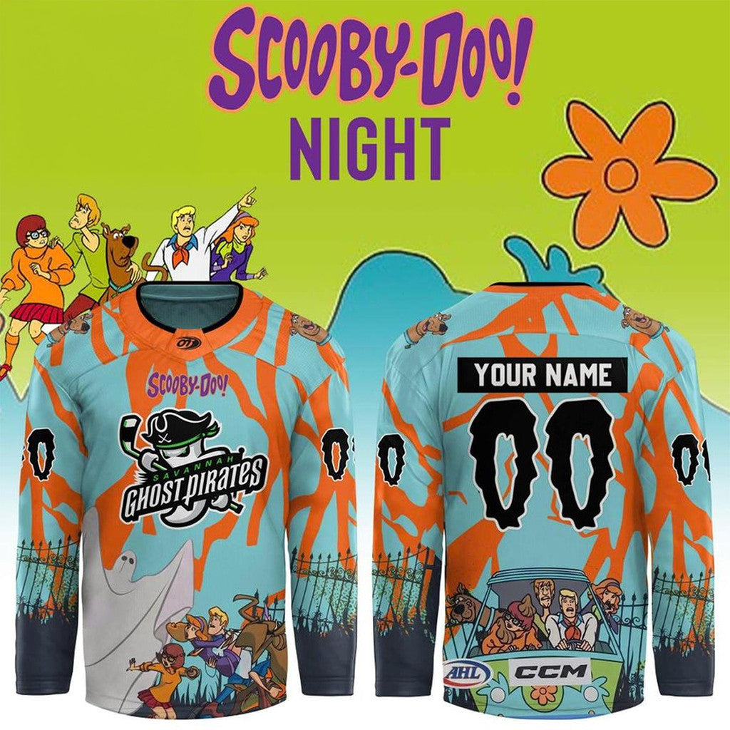 Personalized Savannah Ghost Pirates X Scooby Doo Night 2026 Hockey Jersey Ghost Pirates Merch - Merchluma