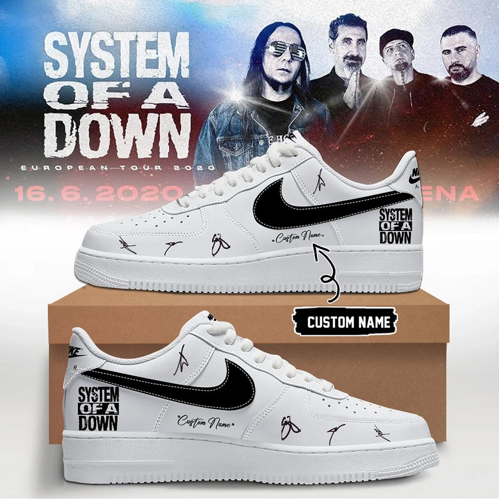 Custom SOAD Merch 2026 System Of A Down Europe UK Stadium Tour Sneakers Fan Gear Signature - Merchluma