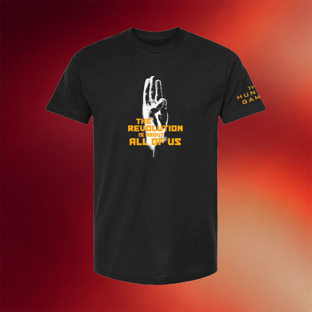 Hunger Games Merch 2026 The Revolution Is About All Of Us Black T-Shirt The Hunger Games Shirt - Merchluma
