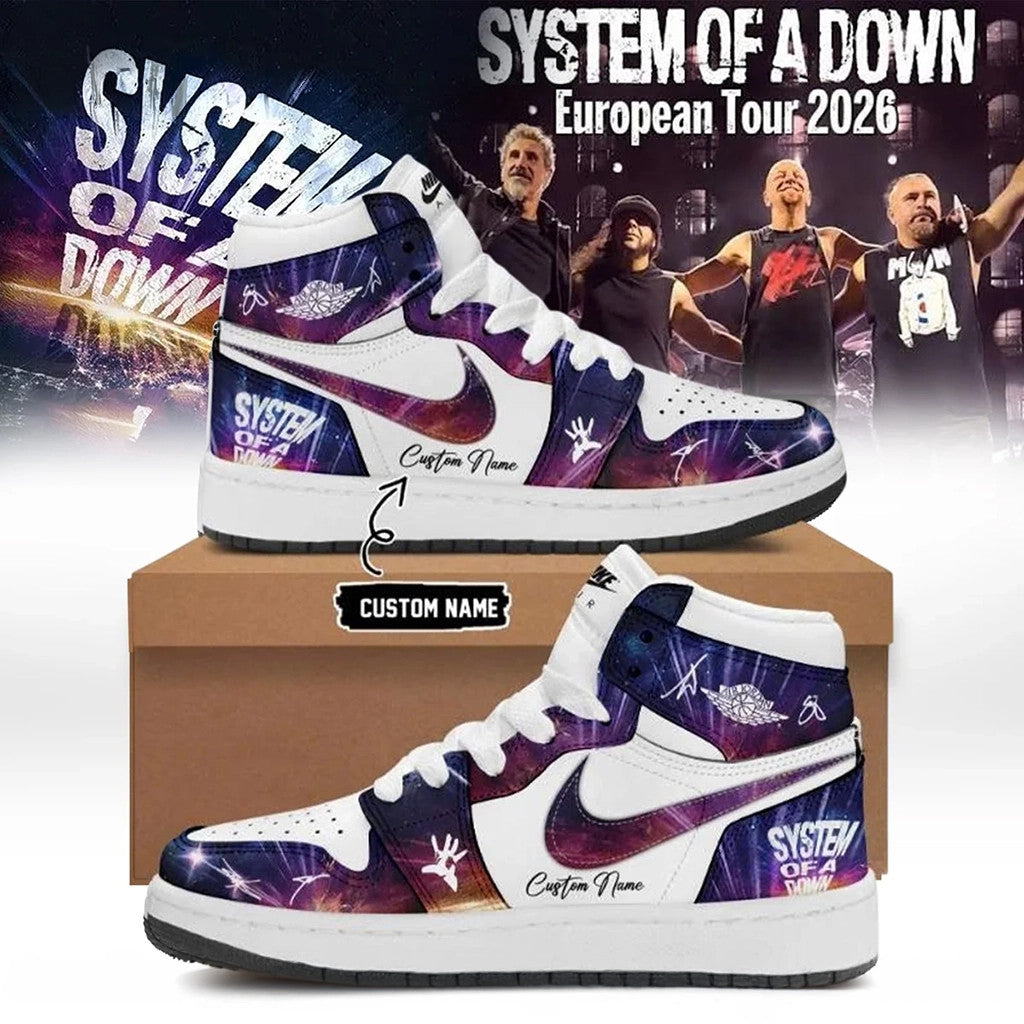 Custom SOAD Merch 2026 System Of A Down Europe UK Stadium Tour Signed Sneakers Fan Gear - Merchluma