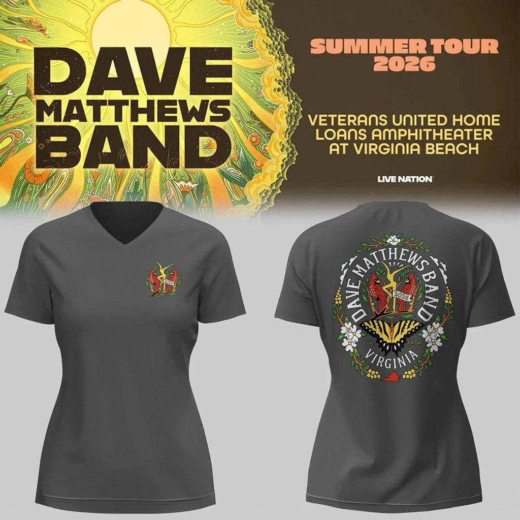 Dave Matthews Band Summer Tour 2026 Virginia Beach V-Neck Shirt DMB Merch Rock Fan Gift For Her - Merchluma