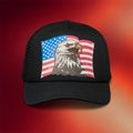 Tecovas Merch 2026 Eagle And Flag Trucker Hat Black Patriotic Cap Gift For Stepdad - Merchluma