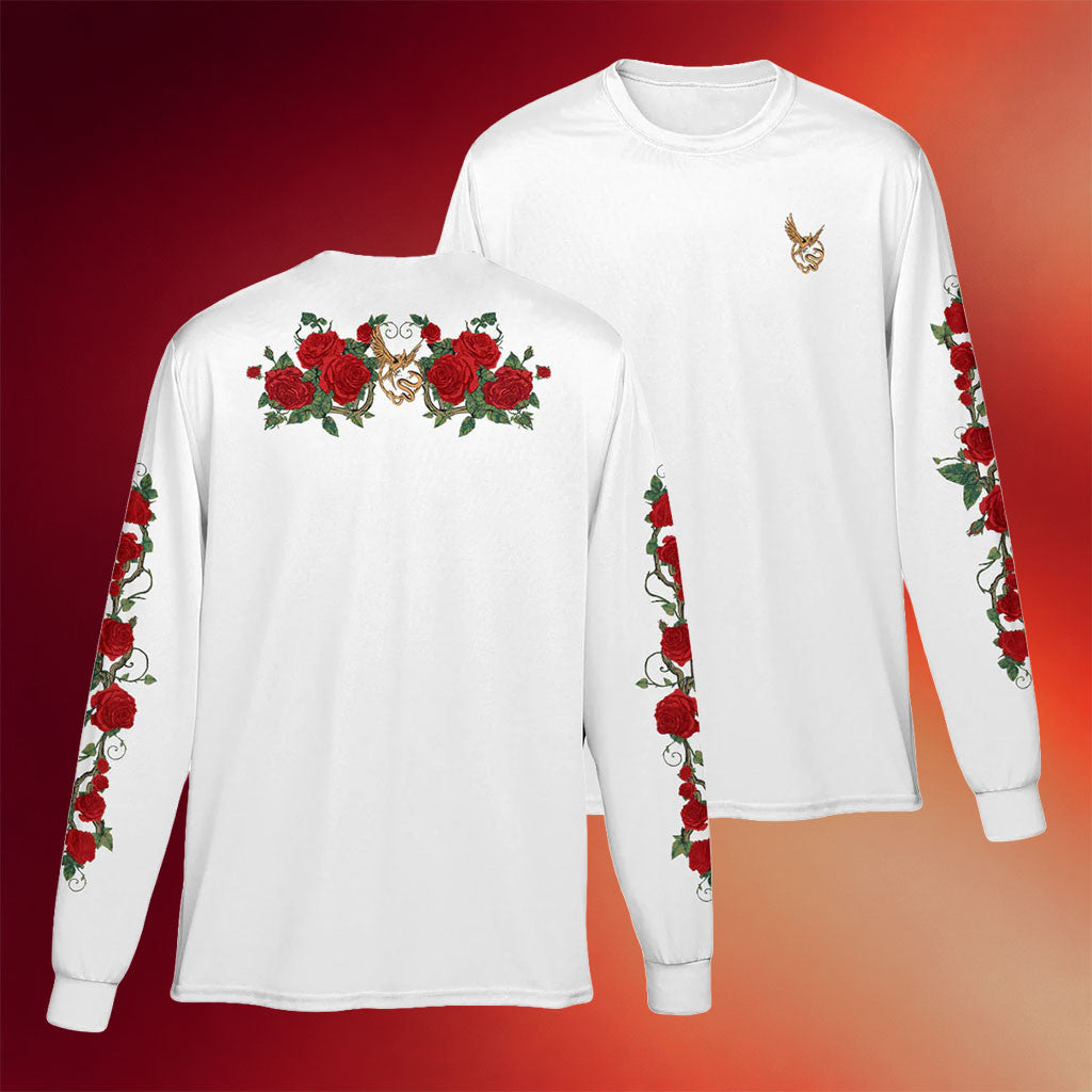 Hunger Games Merch 2026 Songbirds And Snakes X Trish Summerville Rose Long Sleeve Shirt White - Merchluma
