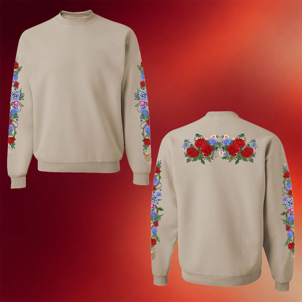 Hunger Games Merch 2026 Songbirds And Snakes X Trish Summerville Flowers Crewneck Sweatshirt - Merchluma