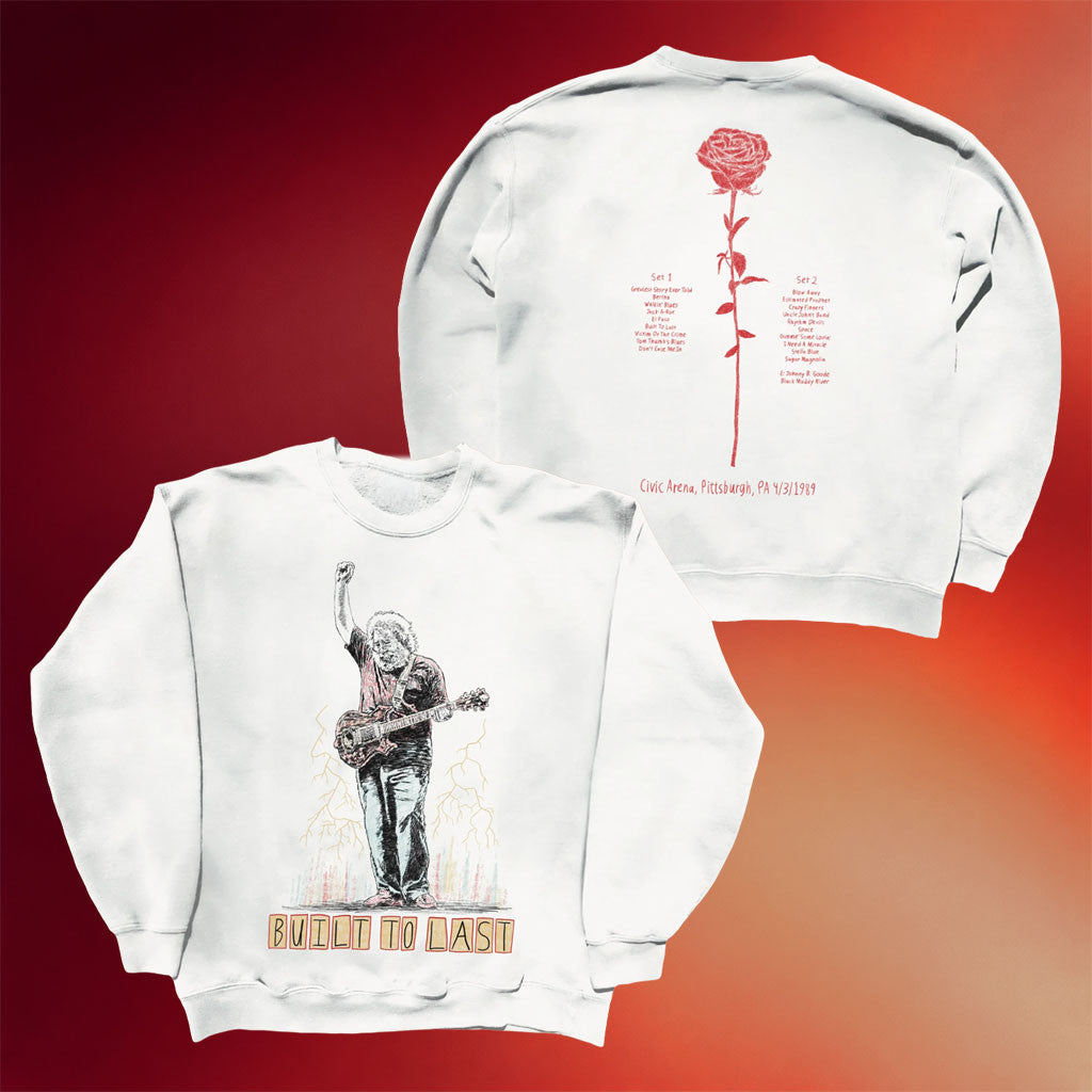 Bacton World Merch 2026 Built To Last Crewneck Sweatshirt Jerry Garcia Merch Fan Gifts - Merchluma