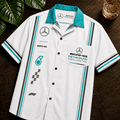 Mercedes AMG Petronas Racing Tropical Hawaiian Shirt Mercedes Merch Gift For Race Fans - Merchluma
