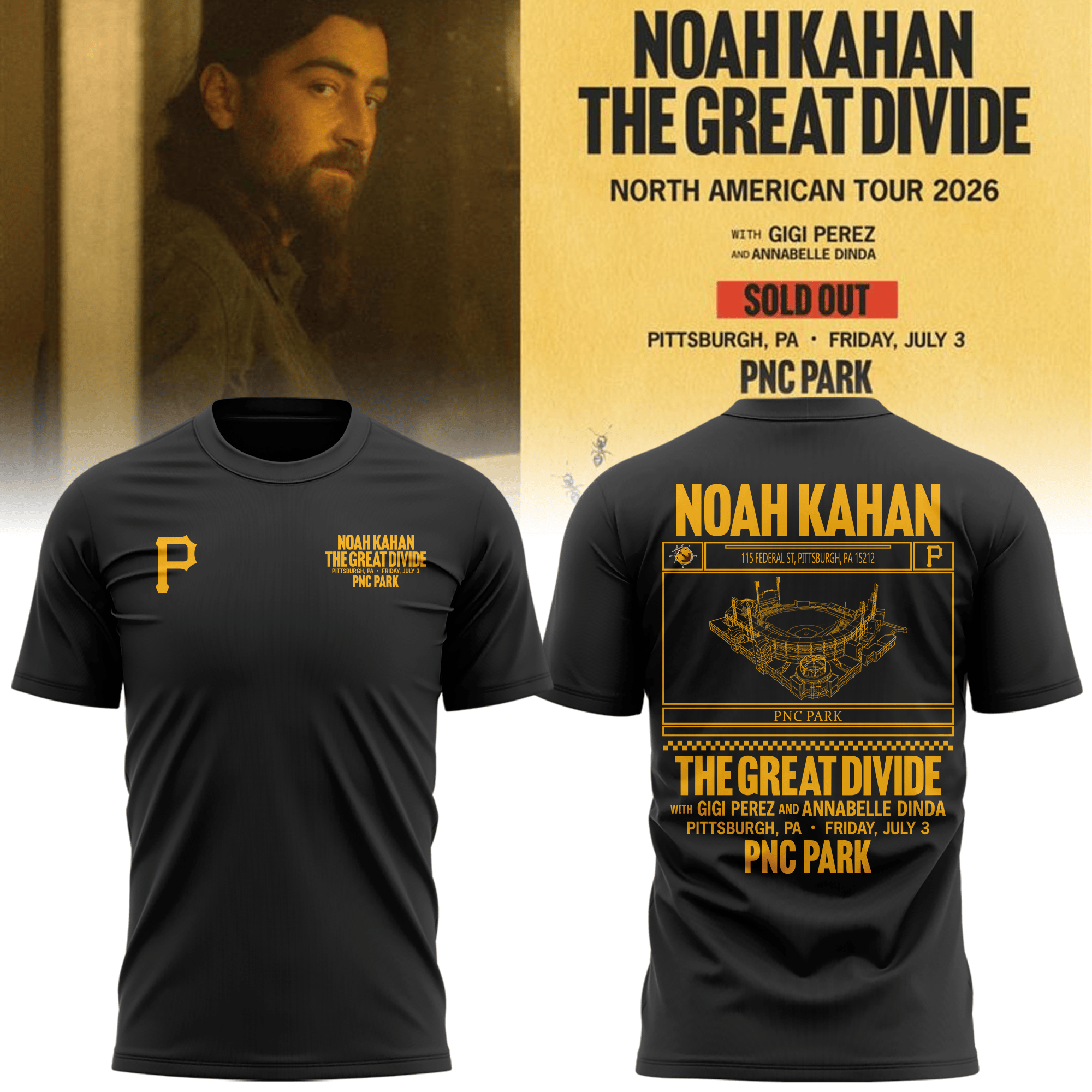 Edition Pittsburgh Pirates X Noah Kahan Dark Gray T-Shirt 2026 Noah Kahan Merch Gifts For Him - Merchluma