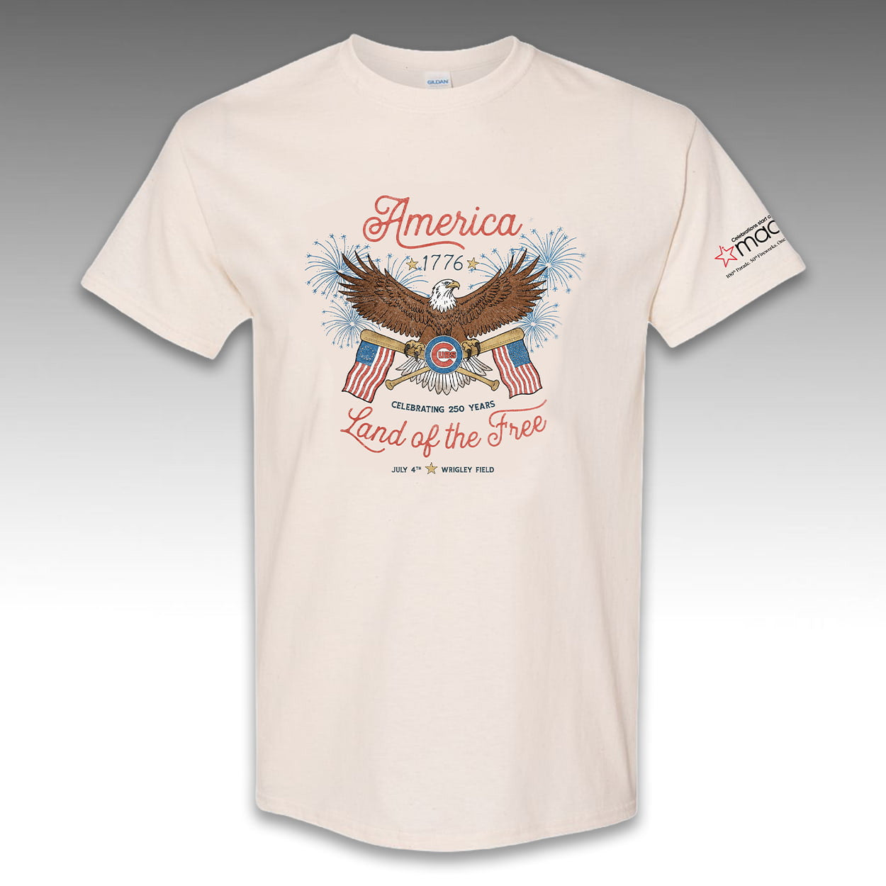 2026 Cubs Fourth Of July T-Shirt CBS Celebrating 250 Years Land Of The Free Shirt Birthday Gift - Merchluma