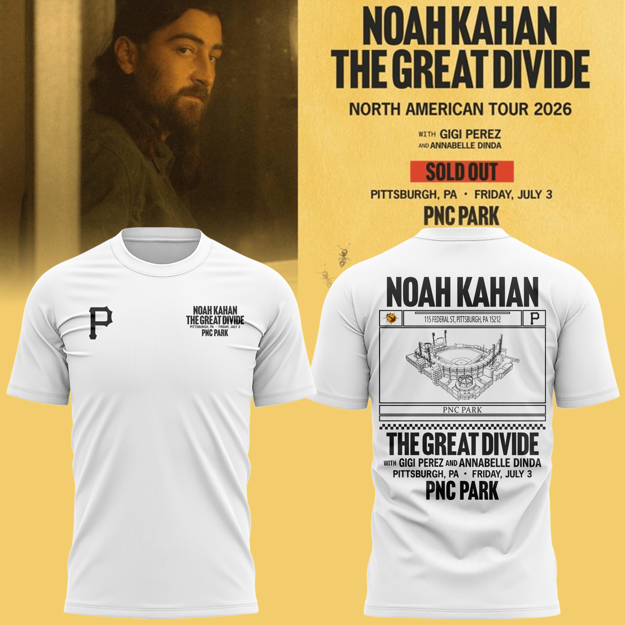 Pittsburgh Pirates X Noah Kahan White T-Shirt 2026 T Noah Kahan Merch Gift For Music Fans - Merchluma