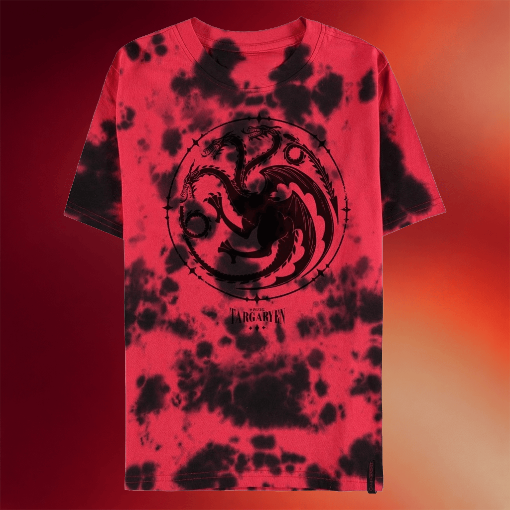 Game Of Thrones Merch Targaryen Acid Red Tie Dye T-Shirt House Of The Dragon Shirt Him Gifts - Merchluma