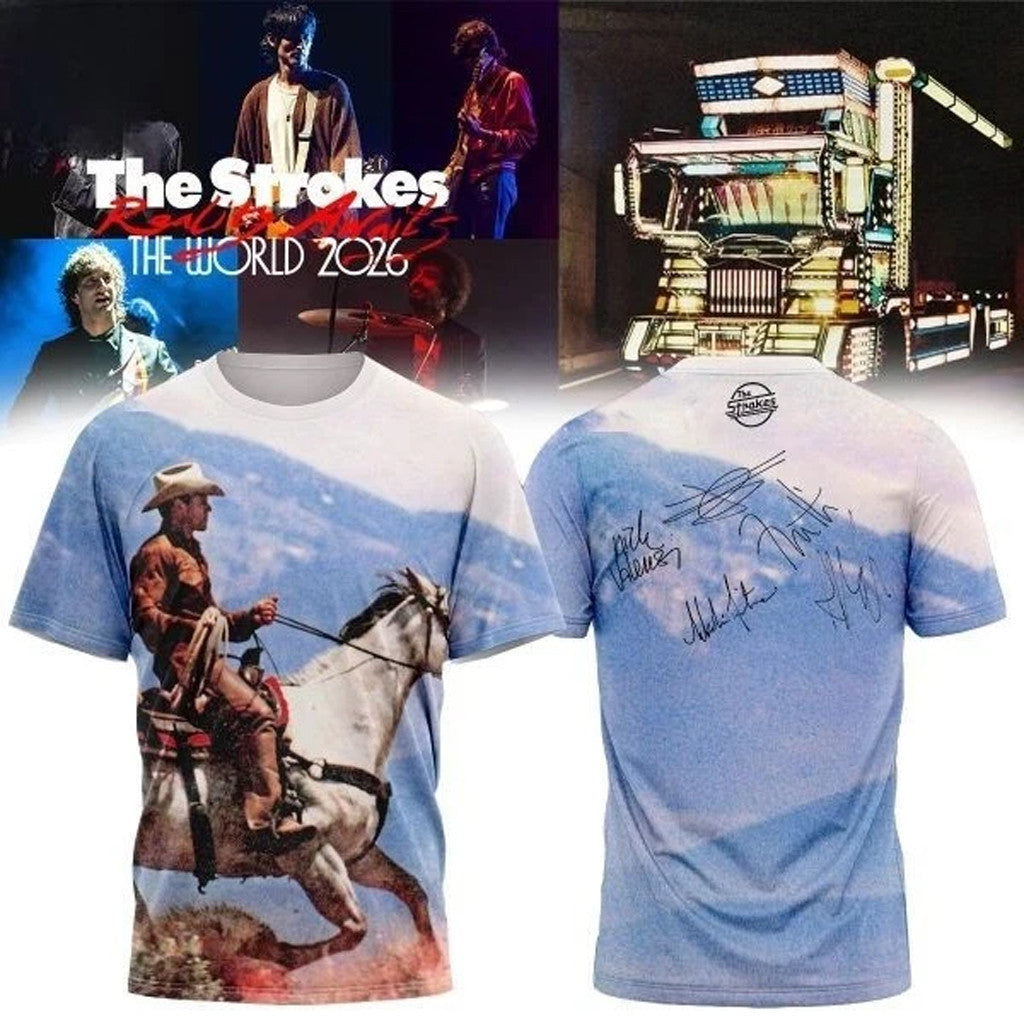 The Strokes Reality Awaits Tour 2026 Signature T-Shirt The Strokes Merch Gifts For Rock Lovers - Merchluma