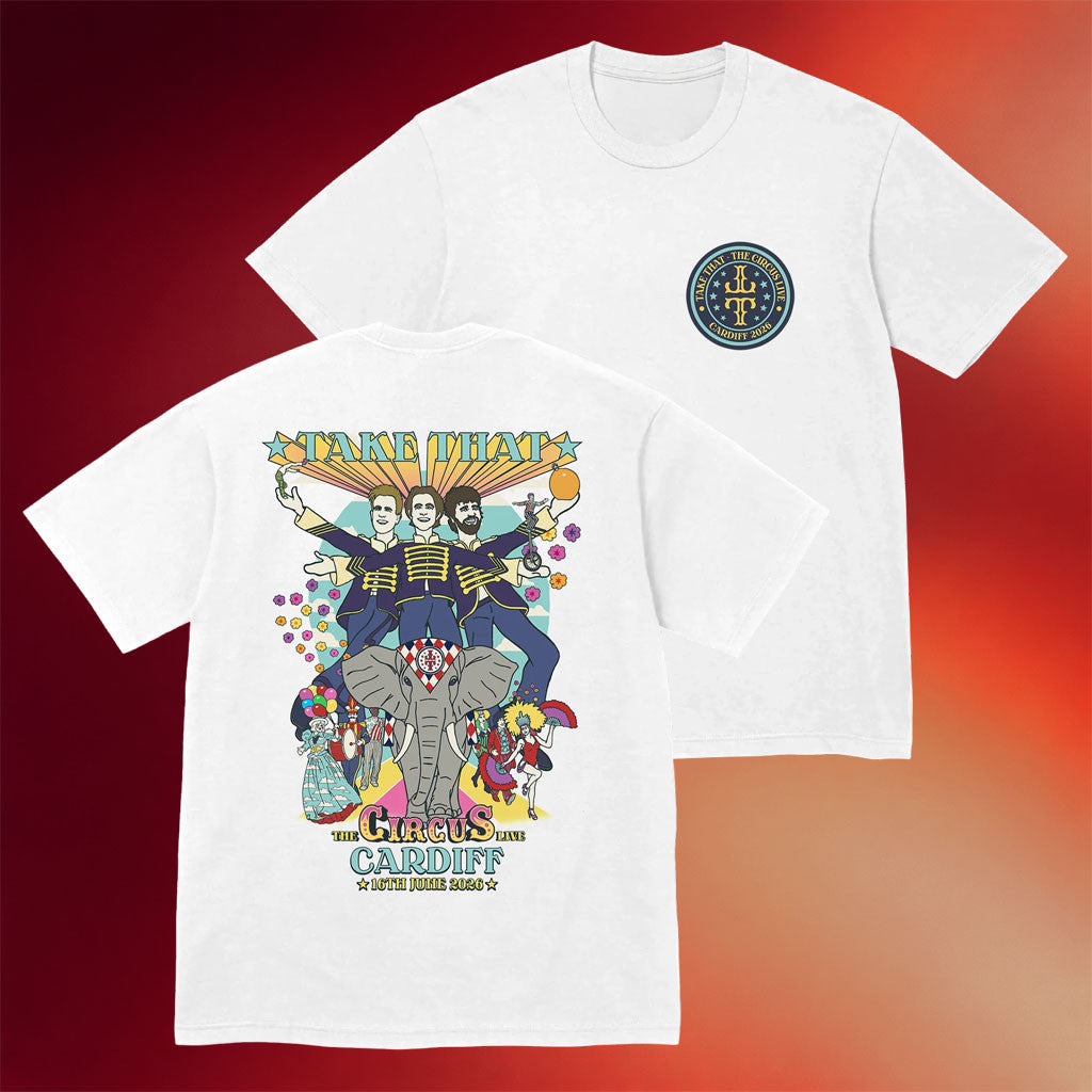 Take That Merch 2026 The Circus Live Cardiff Illustration T-Shirt Gift For Pop Music Lovers - Merchluma