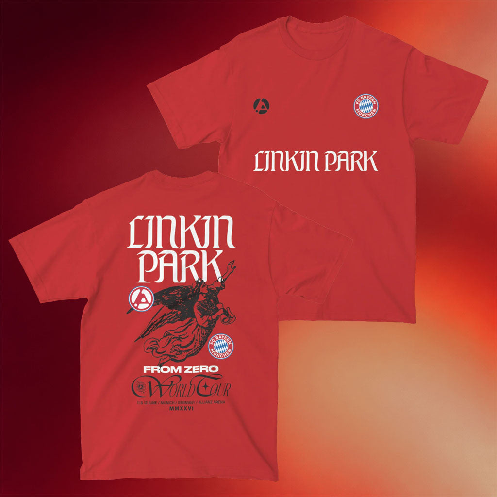 Linkin Park Merch 2026 LP X FC Bayern Munchen Red T-Shirt From Zero World Tour Merch Fan Gifts - Merchluma