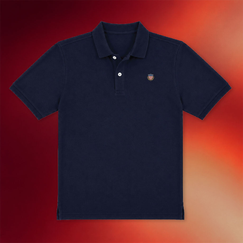 Fuentes Merch 2026 Crest Polo Shirt Navy Nick Fuentes Merch Present For Dad - Merchluma