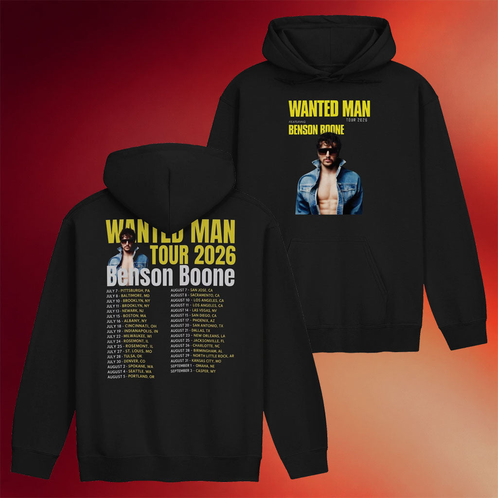 Benson Boone Merch 2026 Wanted Man Featuring Benson Boone Tour Hoodie Gift For Music Lovers - Merchluma