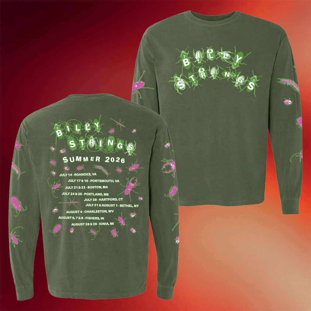 Billy Strings Merch 2026 Bugs Long Sleeve T-Shirt With Dates Billy Strings Summer Tour Merch - Merchluma