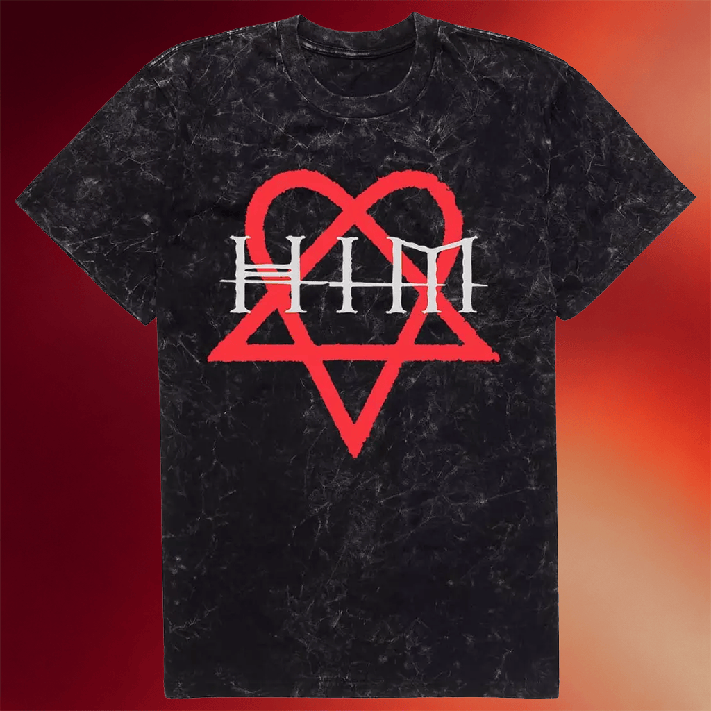 HIM Merch Heartagram Mineral Wash T-Shirt Music Gift Ideas For Guys - Merchluma