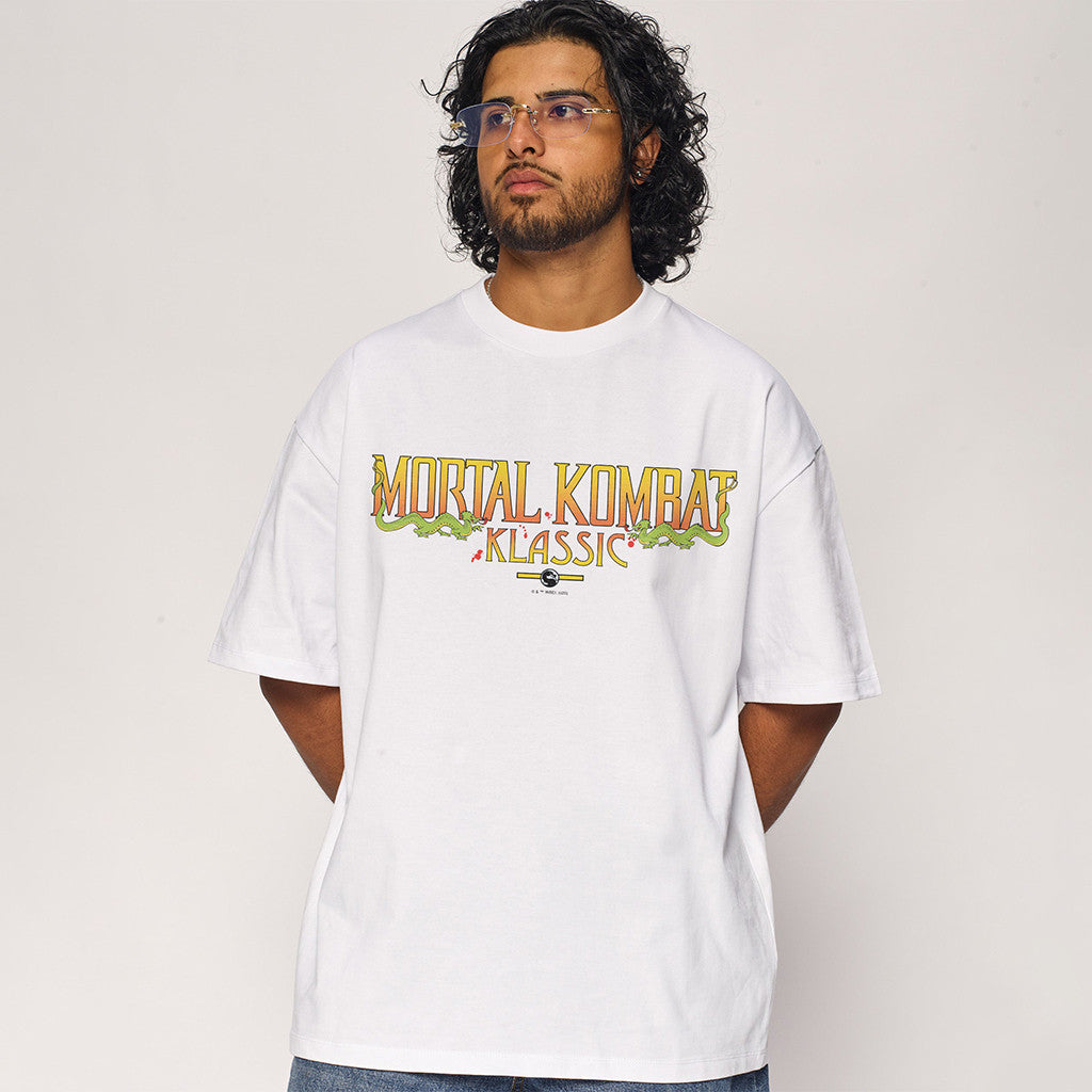 Mortal Kombat Merch 2026 Mortal Kombat Klassic Logo T-Shirt White Gifts For Dudes - Merchluma