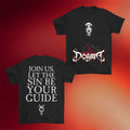 Dogma Merch 2026 Crimson Stairs T-Shirt Black Join Us Let The Sin Be Your Guide Shirt Fan Gifts - Merchluma