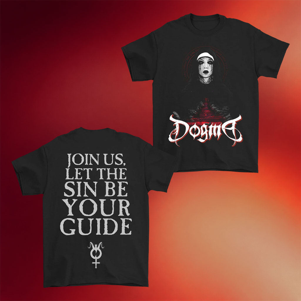 Dogma Merch 2026 Crimson Stairs T-Shirt Black Join Us Let The Sin Be Your Guide Shirt Fan Gifts - Merchluma