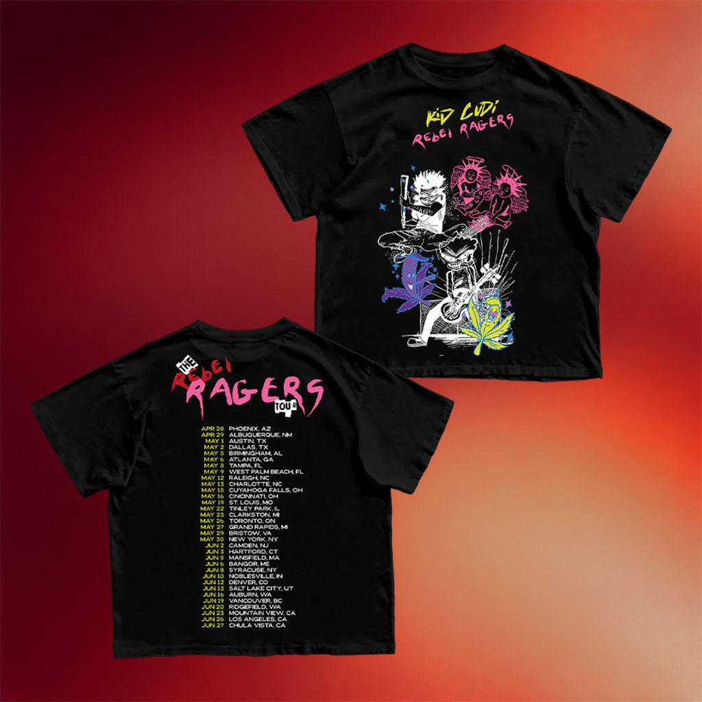 Kid Cudi Merch 2026 Rebel Ragers Tour T-Shirt Black Kid Cudi Concert Merch Gift For Rapper Fans - Merchluma