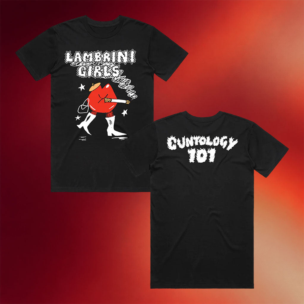 Lambrini Girls Merch 2026 Lips T-Shirt Black Cuntology 101 Shirt Best Gifts For Band Fans - Merchluma