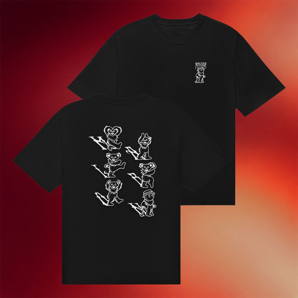 Malbon Merch 2026 Malbon Golf X Grateful Dead Bermuda Alphabet T-Shirt Black Fan Gifts - Merchluma