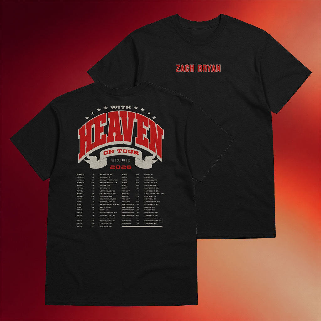Zach Bryan Merch 2026 ZB With Heaven On Top Black Tour T-Shirt Zach Bryan Tour Merch Fan Gift - Merchluma
