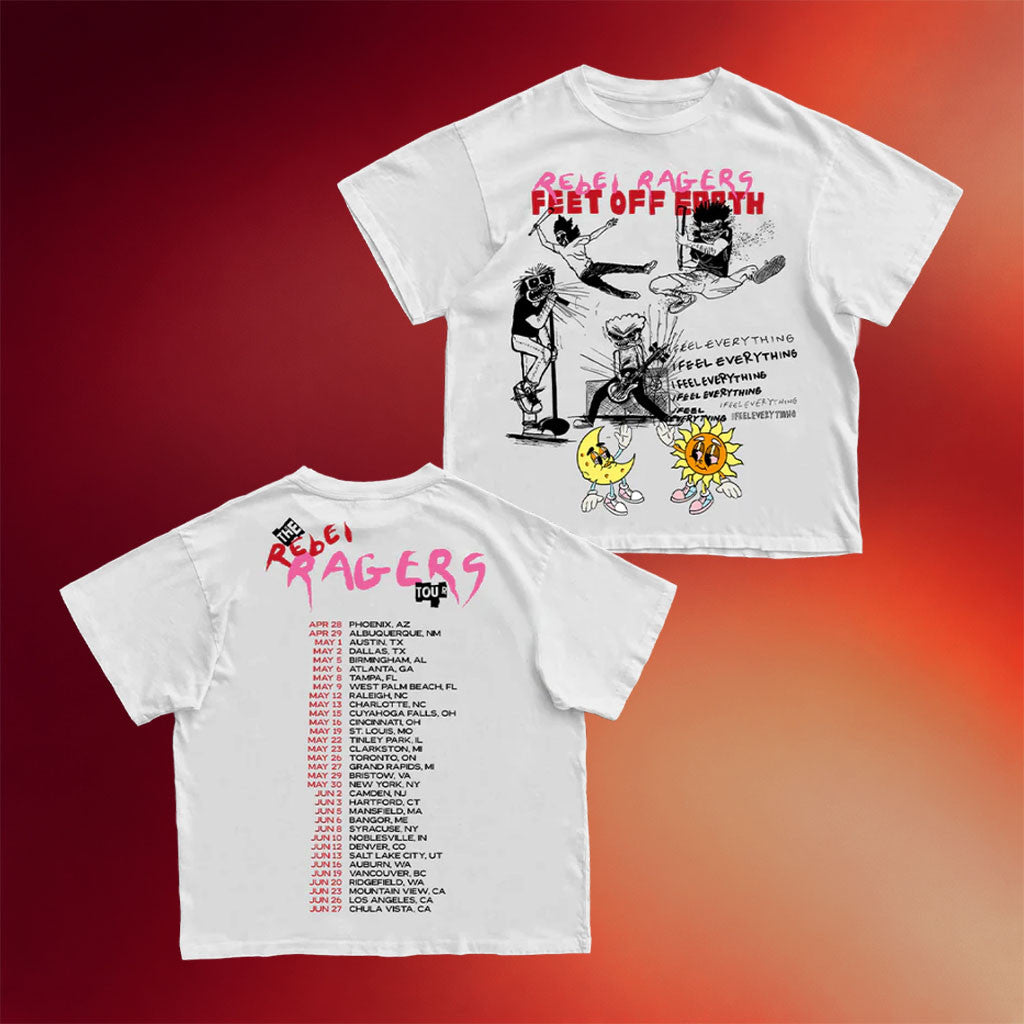 Kid Cudi Merch 2026 Rebel Ragers Feet Off Earth T-Shirt Kid Cudi Tour Merch Gift For Rapper Fan - Merchluma