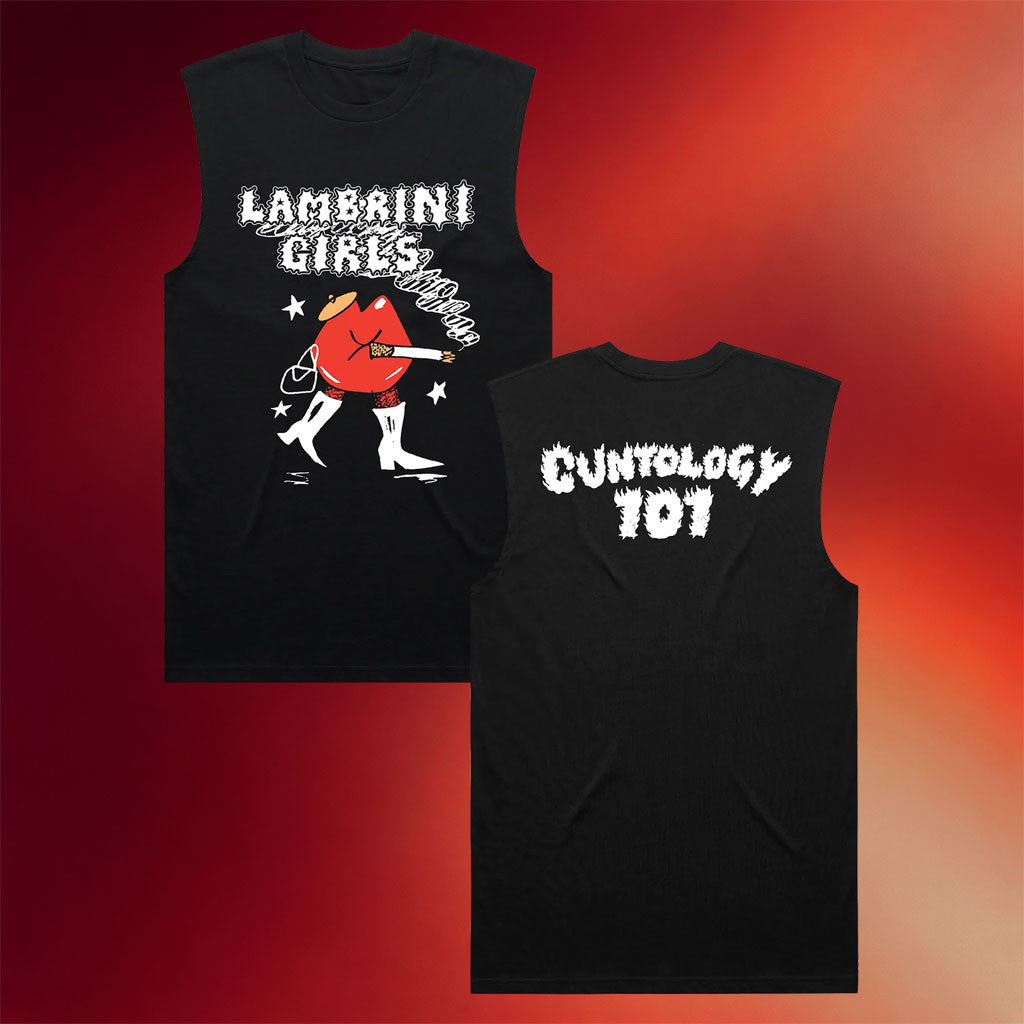 Lambrini Girls Merch 2026 Lips Tank Top Black Cuntology 101 Merch Gifts For Band Fans - Merchluma