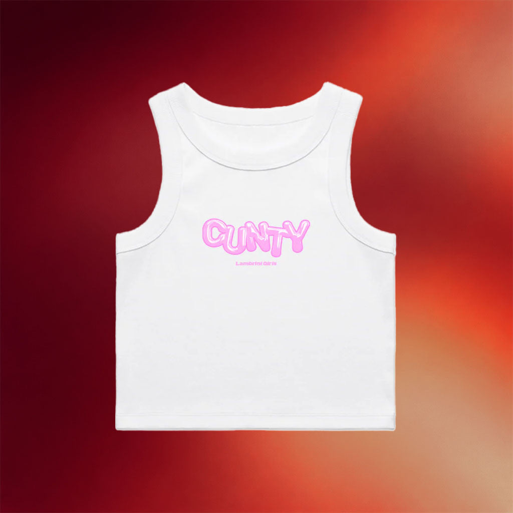 Lambrini Girls Merch 2026 Cunty Tank Top White Gift Ideas For Music Lovers - Merchluma