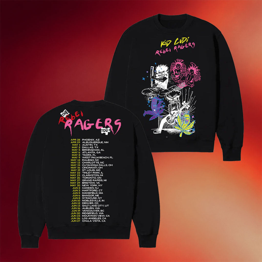 Kid Cudi Merch 2026 Rebel Ragers Tour Crewneck Sweatshirt Kid Cudi Concert Merch Rap Fan Gifts - Merchluma