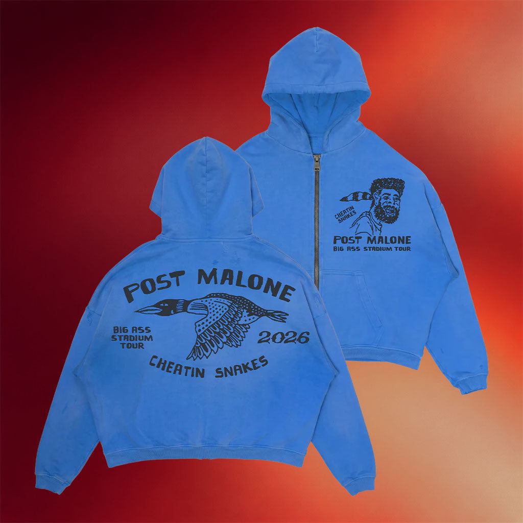 Post Malone Merch 2026 Post Malone X Cheatin Snakes Zip Hoodie Post Malone Concert Merch - Merchluma